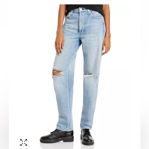 AMOXFree People Harlow HiRise Relaxed Stovepipe Jeans,New Retro Destroy NWT 27 - Picture 1 of 15